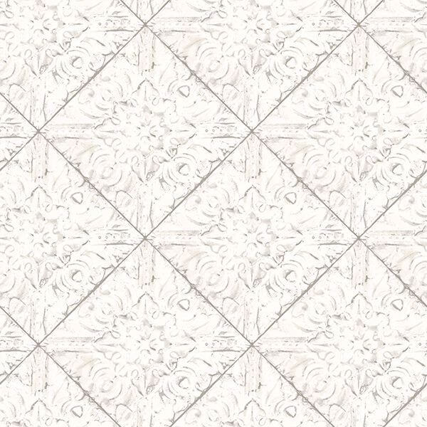 Brandi White Tin Tile Wallpaper
