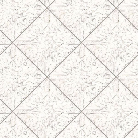 Brandi White Tin Tile Wallpaper