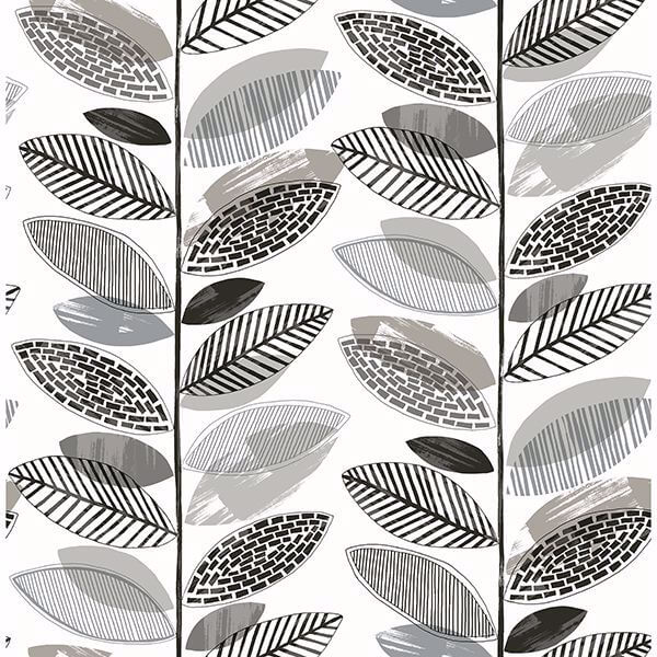 Nyssa Grey Leaves Wallpaper
