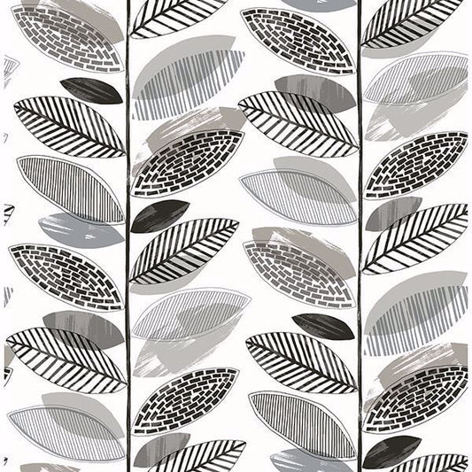 Nyssa Grey Leaves Wallpaper