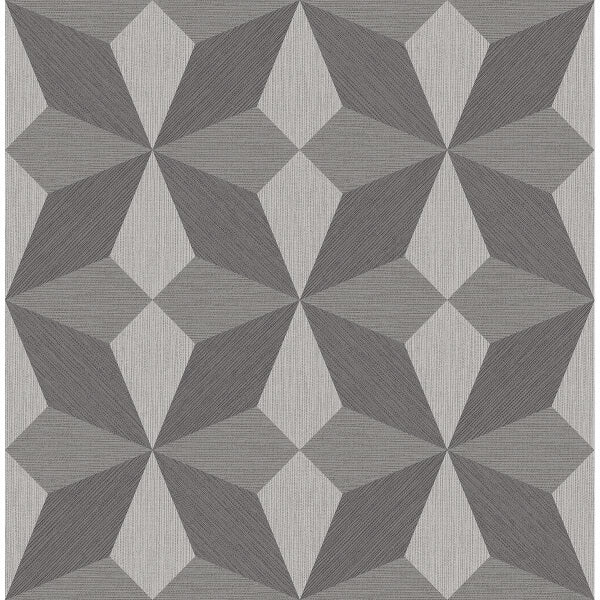 Valiant Grey Faux Grasscloth Geometric Wallpaper