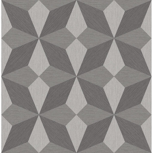 Valiant Grey Faux Grasscloth Geometric Wallpaper