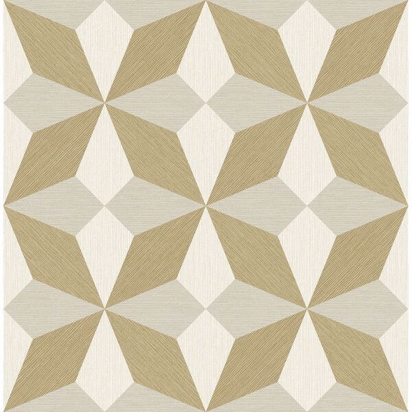 Valiant Beige Faux Grasscloth Geometric Wallpaper