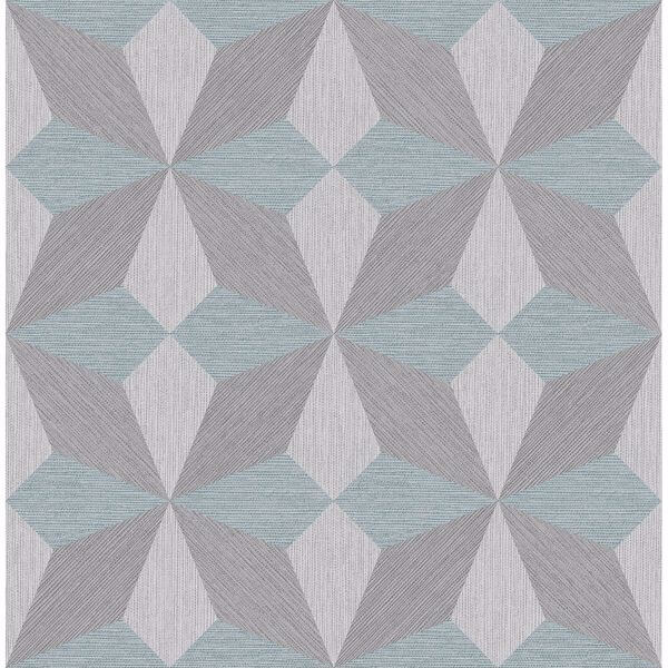 Valiant Aqua Faux Grasscloth Geometric Wallpaper