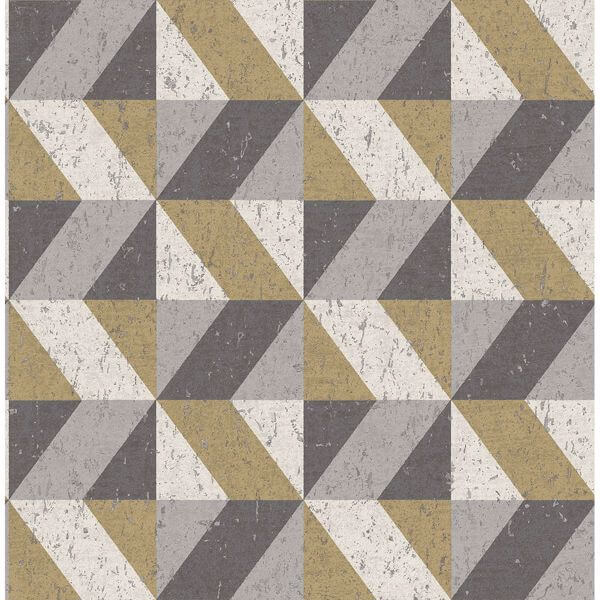 Cerium Metallic Concrete Geometric Wallpaper