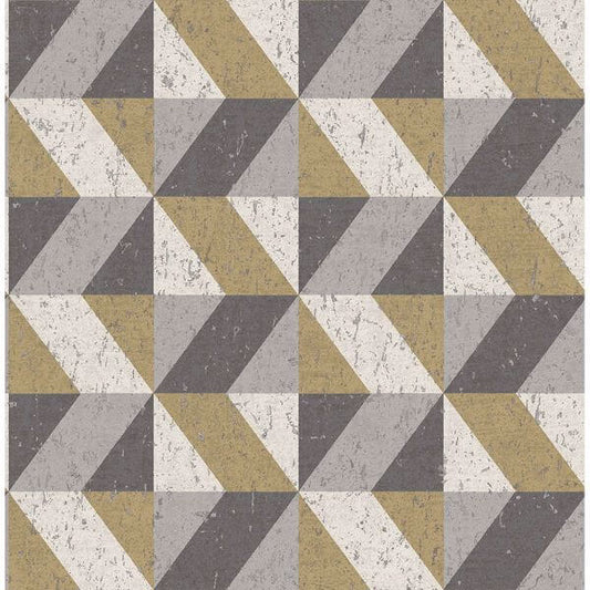 Cerium Metallic Concrete Geometric Wallpaper