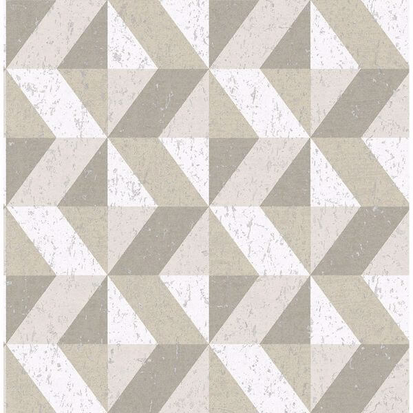 Cerium Neutral Concrete Geometric Wallpaper