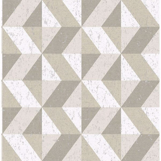 Cerium Neutral Concrete Geometric Wallpaper