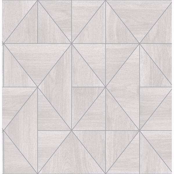 Cheverny Light Grey Geometric Wood Wallpaper