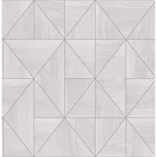 Cheverny Light Grey Geometric Wood Wallpaper