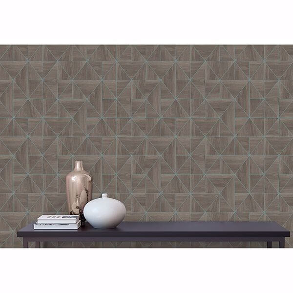 Cheverny Coffee Geometric Wood Wallpaper