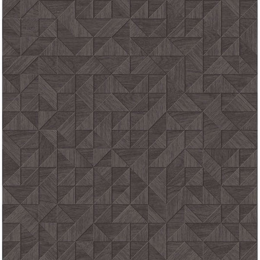 Gallerie Dark Brown Geometric Wood Wallpaper
