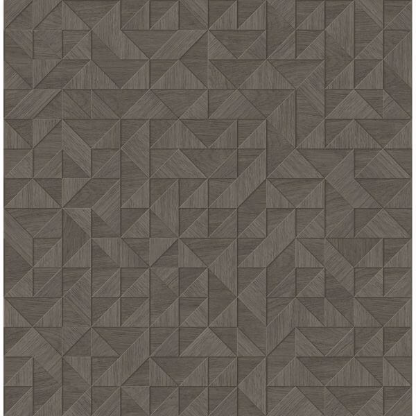 Gallerie Taupe Geometric Wood Wallpaper