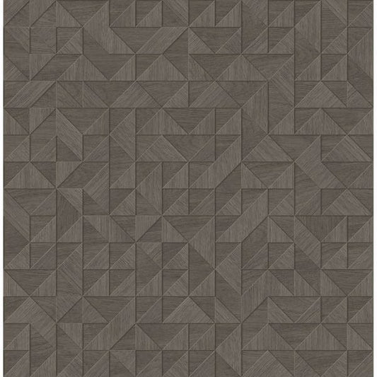 Gallerie Taupe Geometric Wood Wallpaper