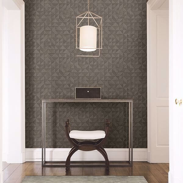 Gallerie Taupe Geometric Wood Wallpaper