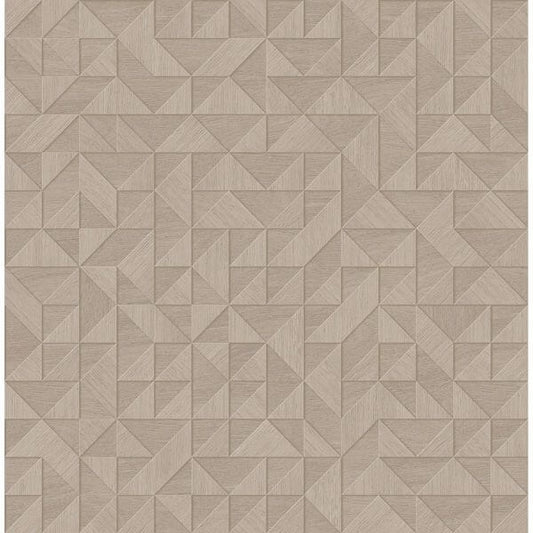 Gallerie Beige Geometric Wood Wallpaper