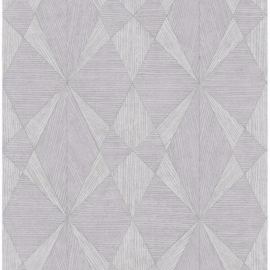 Intrinsic Silver Geometric Wood Wallpaper
