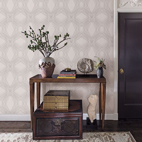Relativity Off White Geometric Wallpaper