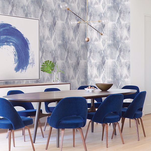 Perspective Indigo Abstract Geometric Wallpaper