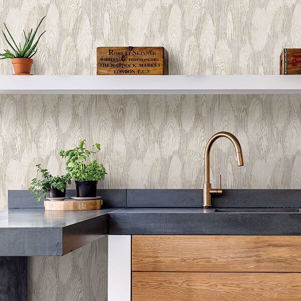 Monolith Silver Abstract Wood Wallpaper