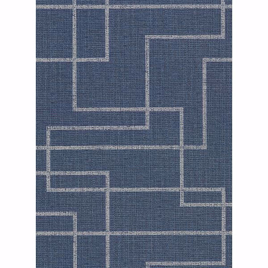 Clarendon Indigo Geometric Faux Grasscloth Wallpaper