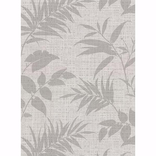 Chandler Light Grey Botanical Faux Grasscloth Wallpaper