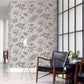 Chandler Light Grey Botanical Faux Grasscloth Wallpaper