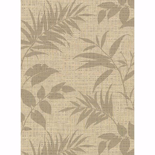 Chandler Khaki Botanical Faux Grasscloth Wallpaper