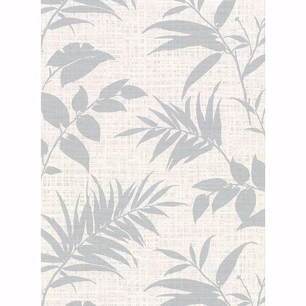 Chandler Off White Botanical Faux Grasscloth Wallpaper