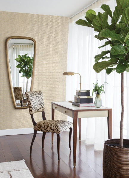 Aki Silver Basketweave Wallpaper