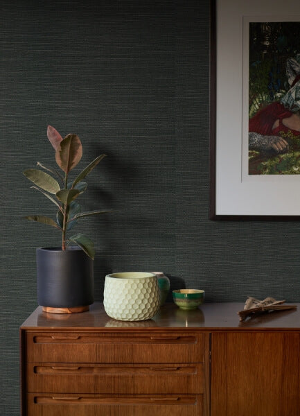 Kowloon Charcoal Sisal Grasscloth Wallpaper