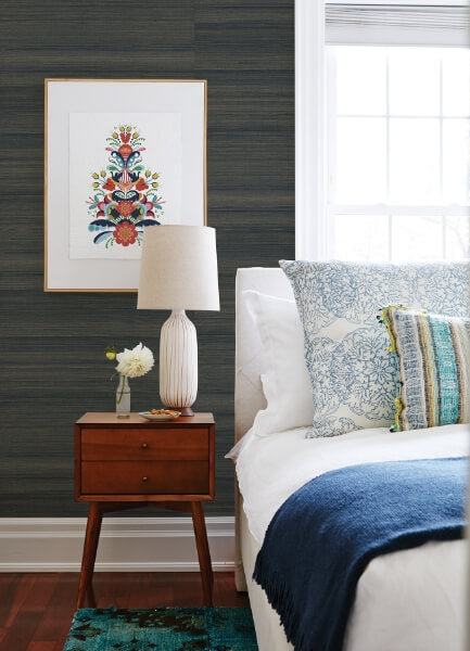 Mai Indigo Grasscloth Wallpaper