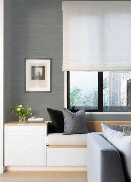 Sakiya Slate Grasscloth Wallpaper