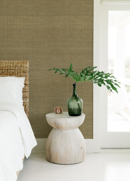 Cheng Light Brown Woven Grasscloth Wallpaper