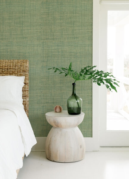 Cheng Jade Woven Grasscloth Wallpaper