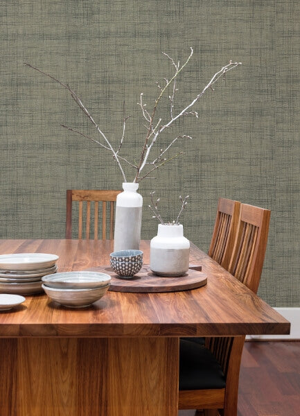 Cheng Light Grey Woven Grasscloth Wallpaper