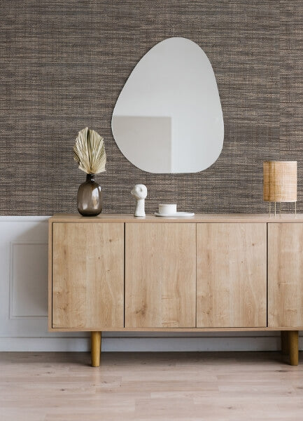 Cheng Grey Woven Grasscloth Wallpaper