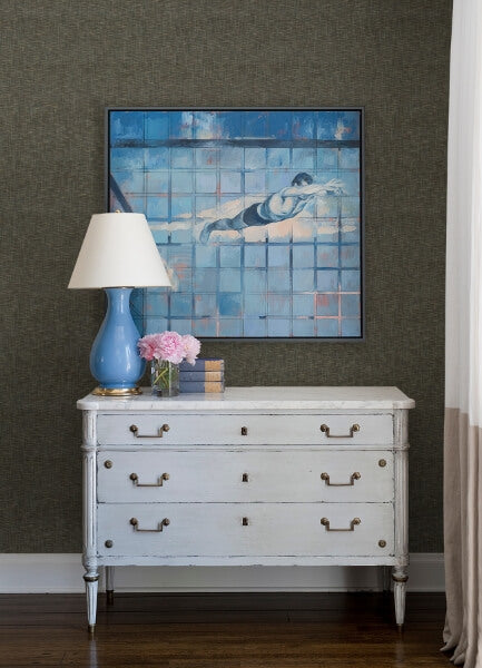 Genji Dark Grey Woven Wallpaper