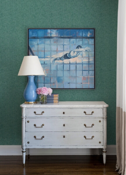 Genji Teal Woven Wallpaper