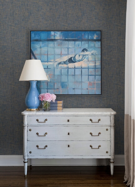 Genji Blue Woven Wallpaper