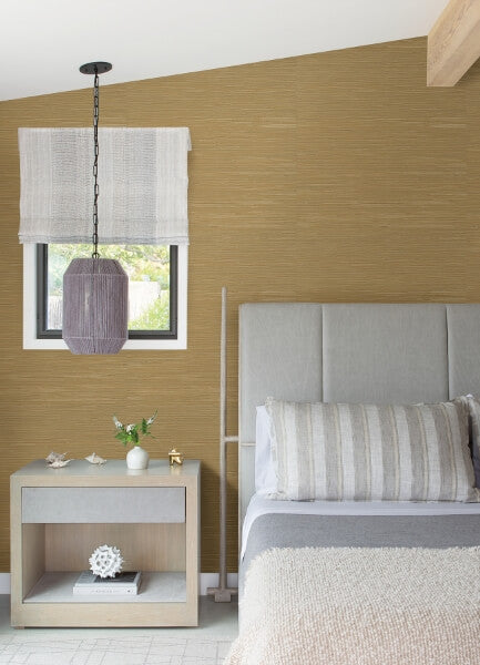 Zhilan Olive Grasscloth Wallpaper