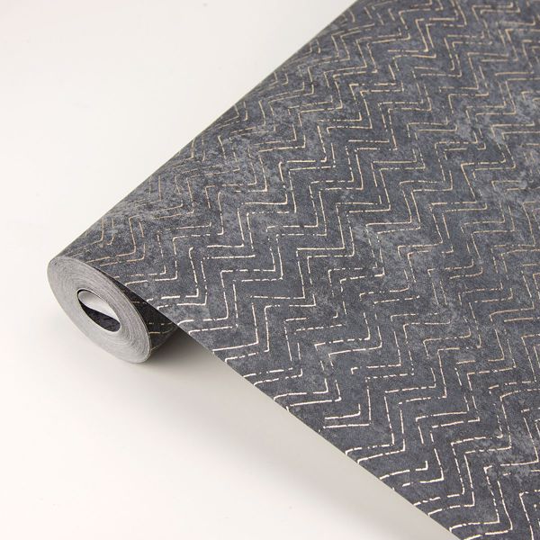 Luna Charcoal Distressed Chevron Wallpaper