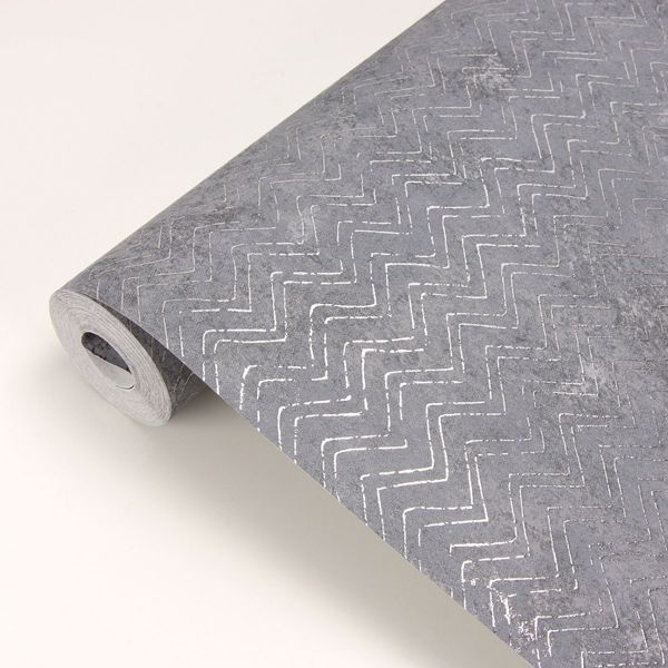 Luna Pewter Distressed Chevron Wallpaper