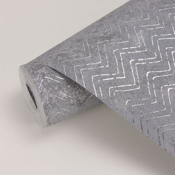 Luna Pewter Distressed Chevron Wallpaper