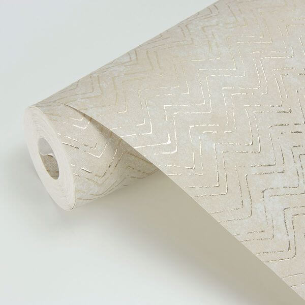 Luna Copper Distressed Chevron Wallpaper