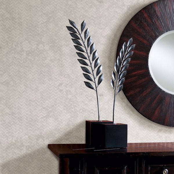 Luna Platinum Distressed Chevron Wallpaper