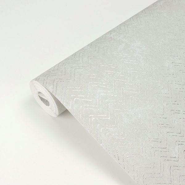 Luna Platinum Distressed Chevron Wallpaper