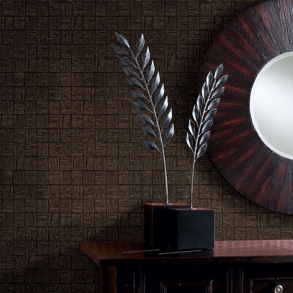 Glint Black Distressed Geometric Wallpaper