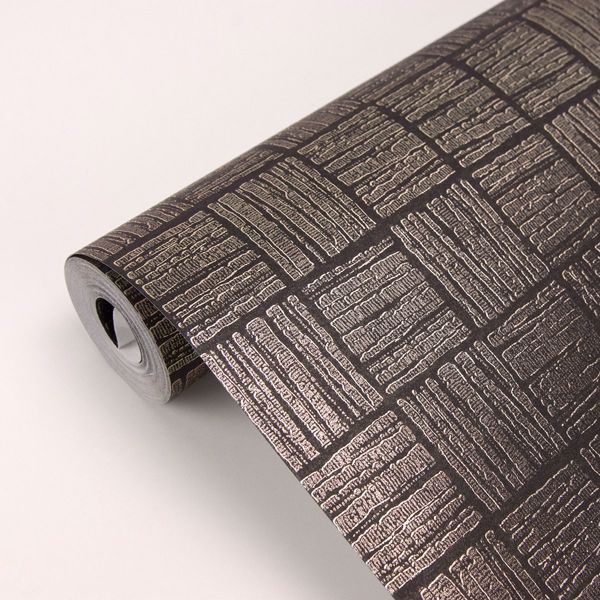 Glint Black Distressed Geometric Wallpaper
