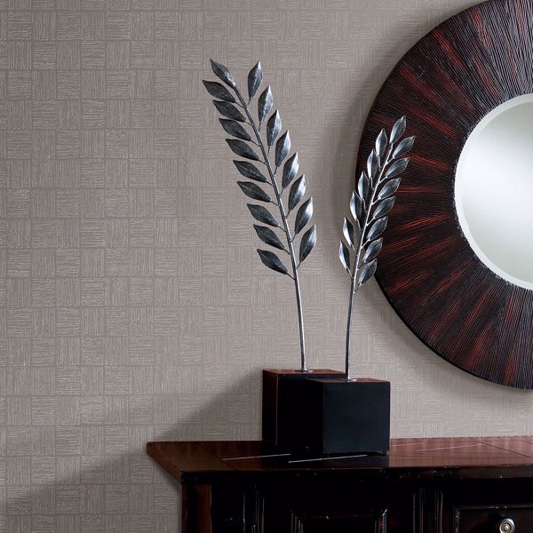 Glint Silver Distressed Geometric Wallpaper